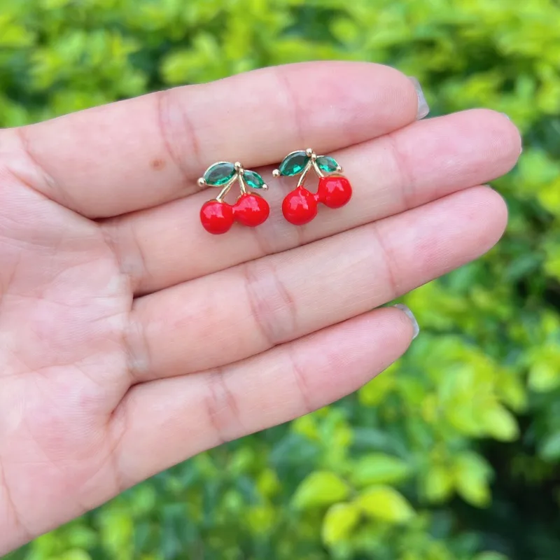 1 Pair Simple Style Classic Style Cherry Copper Ear Studs display picture 4