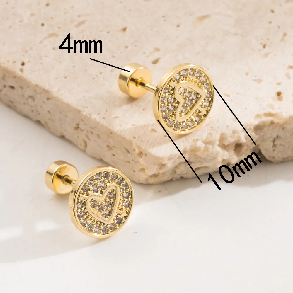 1 Pair Sweet Simple Style Pentagram Four Leaf Clover Heart Shape 304 Stainless Steel Rhinestones 18K Gold Plated Ear Studs display picture 3