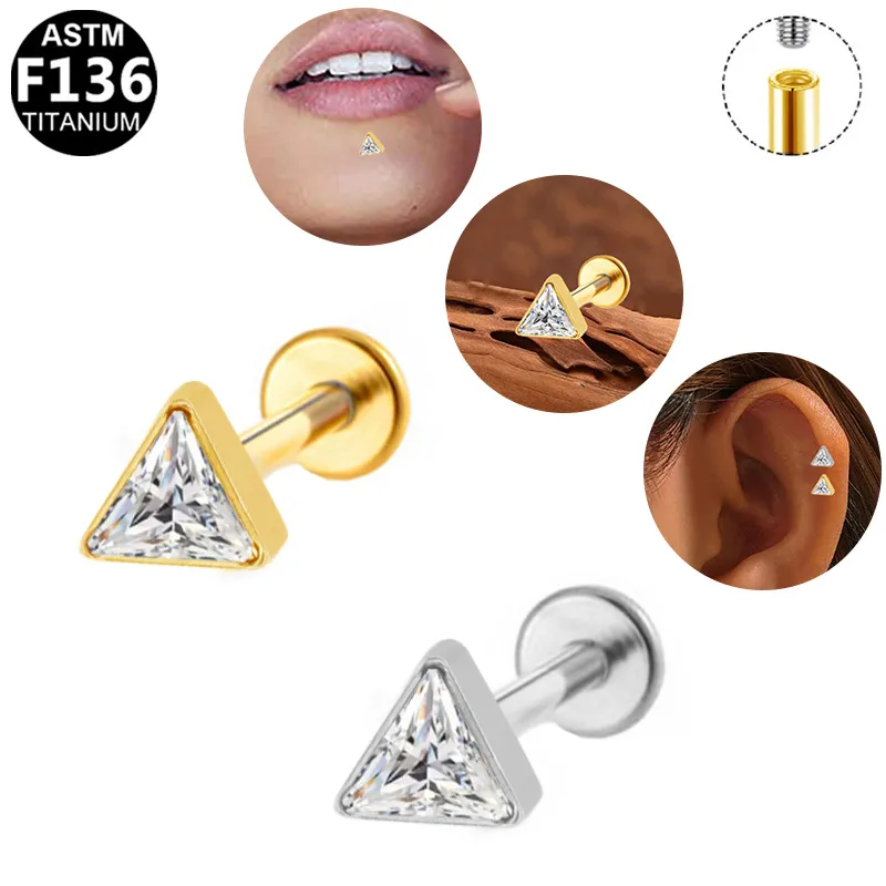 Simple Style Animal Star Titanium Alloy Polishing Plating Zircon 14K Gold Plated White Gold Plated Unisex Lip Stud Ear Studs display picture 7