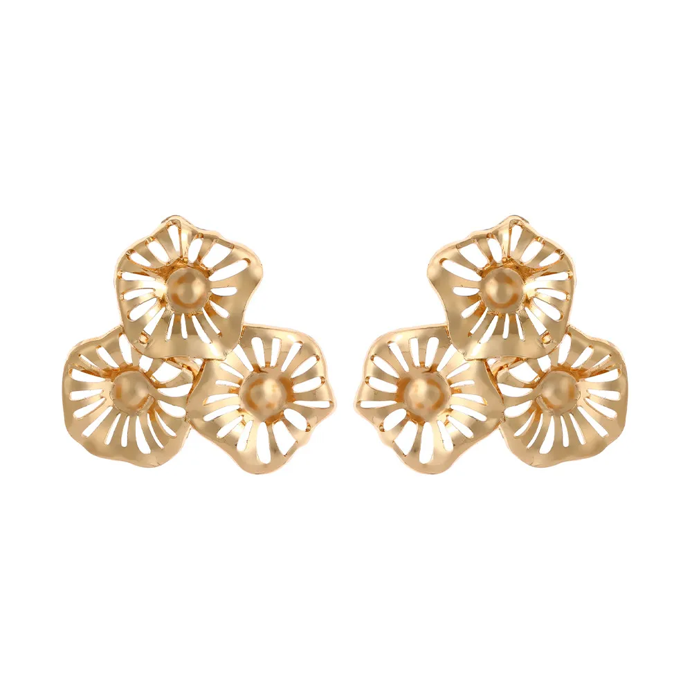 1 Pair Classic Style Flower Plating Iron Ear Studs display picture 7