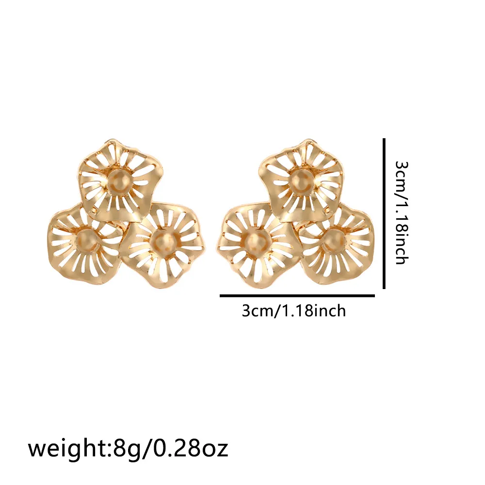 1 Pair Classic Style Flower Plating Iron Ear Studs display picture 1
