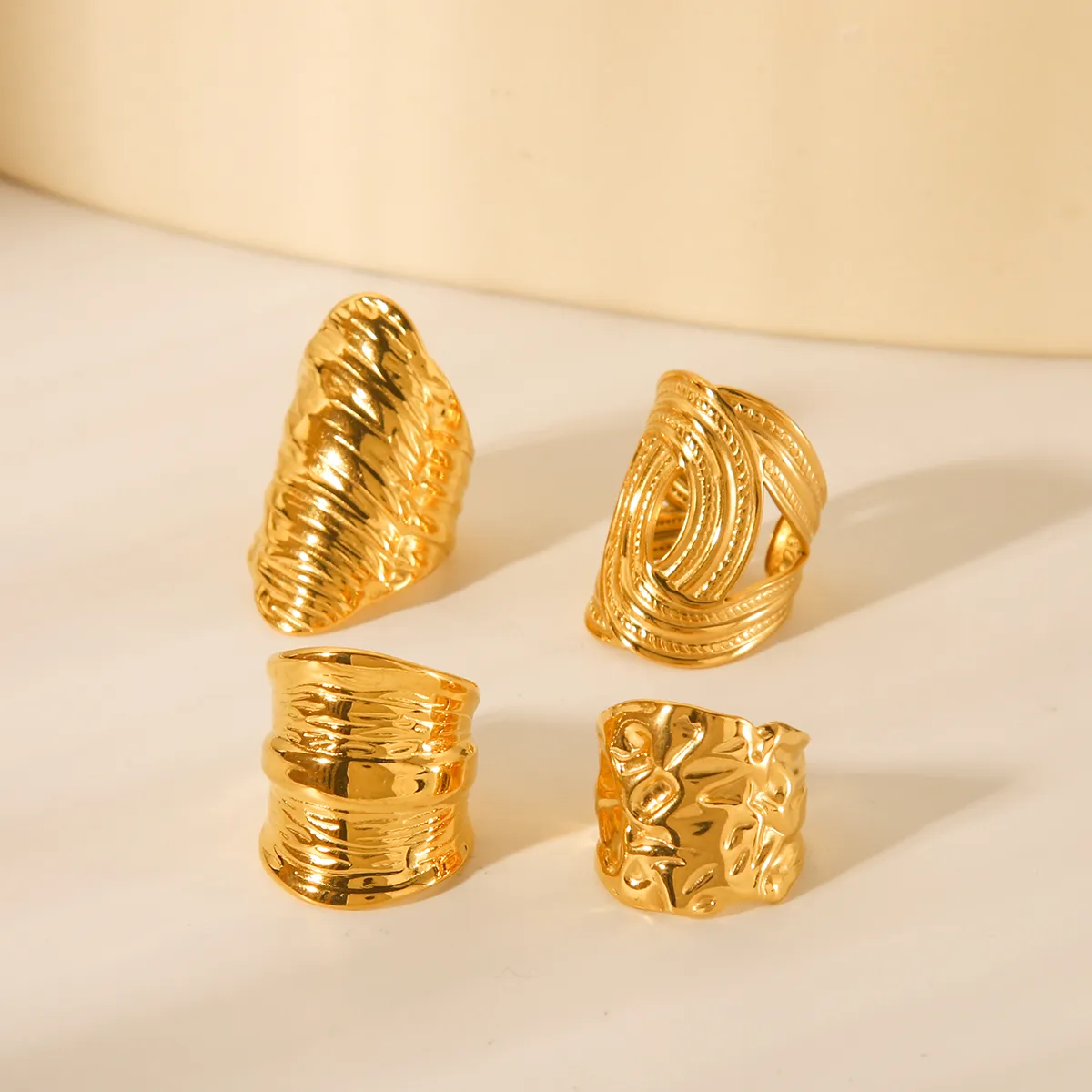 IG Style Casual Simple Style Geometric 304 Stainless Steel Titanium Steel 18K Gold Plated Women's Open Rings display picture 4
