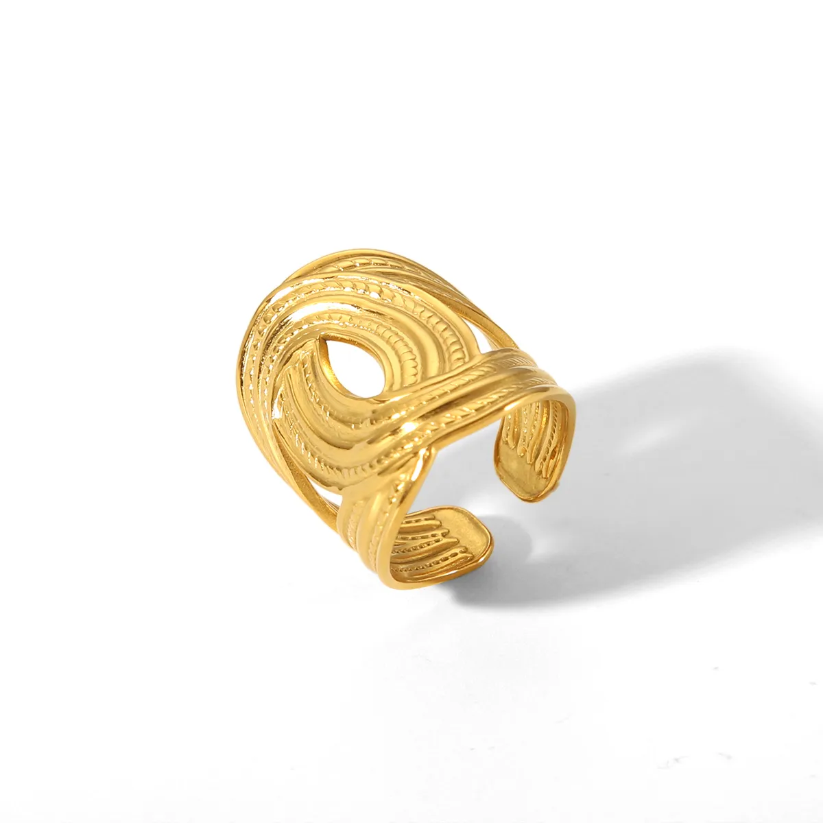 IG Style Casual Simple Style Geometric 304 Stainless Steel Titanium Steel 18K Gold Plated Women's Open Rings display picture 7