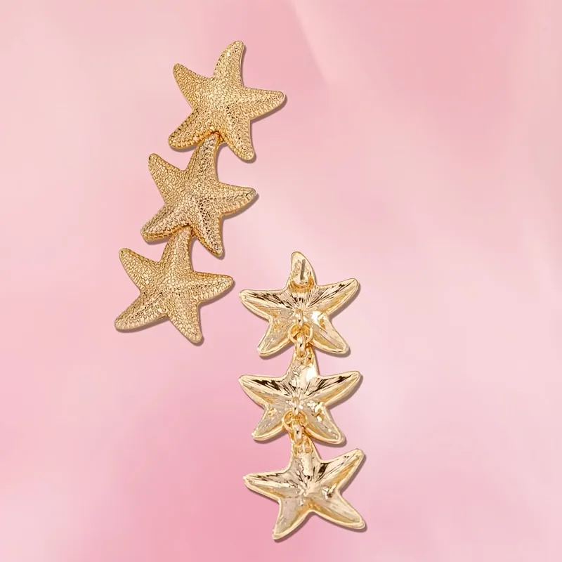 1 Pair Vacation Marine Style Starfish Zinc Alloy Drop Earrings display picture 1