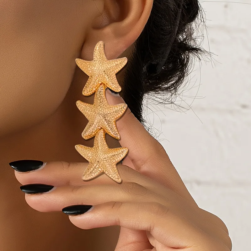 1 Pair Vacation Marine Style Starfish Zinc Alloy Drop Earrings display picture 5