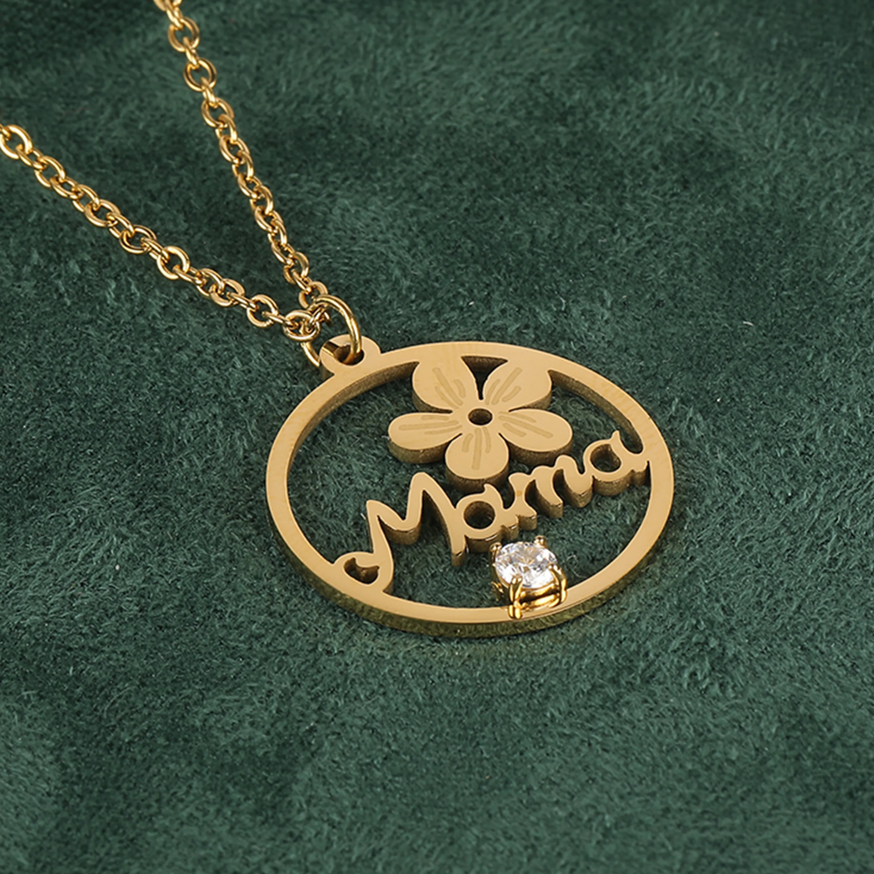 Simple Style Classic Style Geometric Letter Flower 304 Stainless Steel Women's Pendant Necklace display picture 9