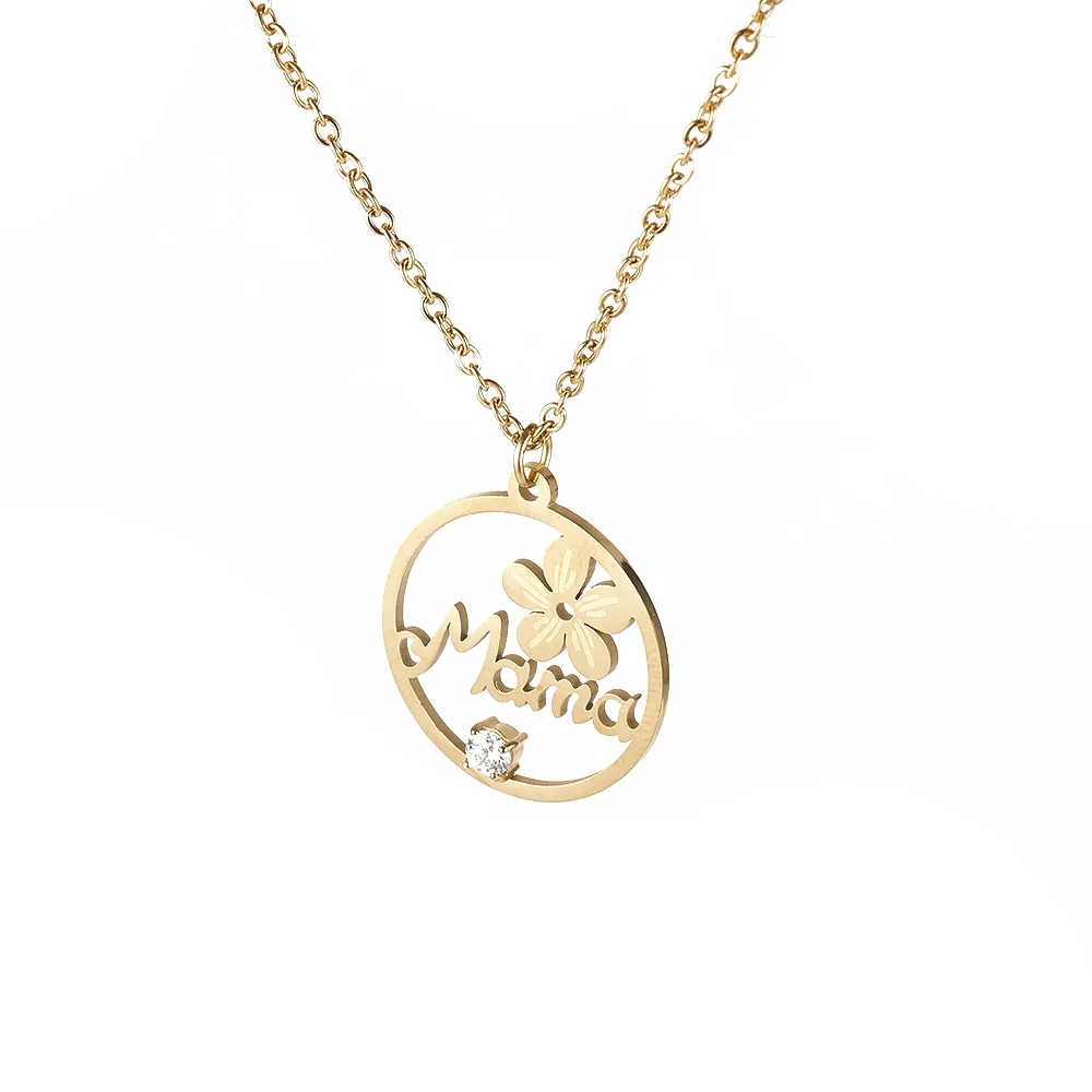 Simple Style Classic Style Geometric Letter Flower 304 Stainless Steel Women's Pendant Necklace display picture 11