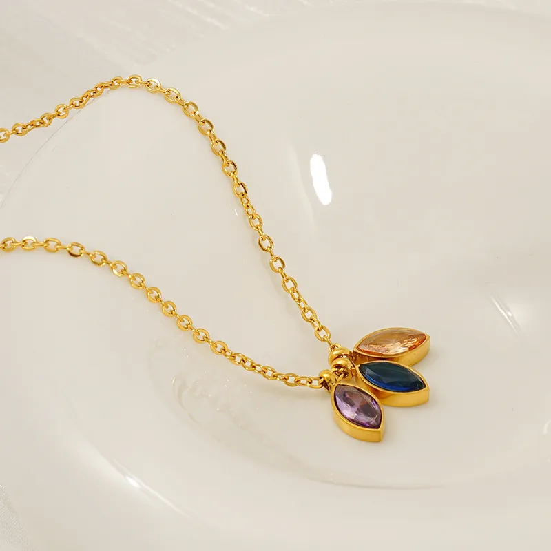 Cute Horse Eye 304 Stainless Steel Zircon 18K Gold Plated Women's Pendant Necklace display picture 6