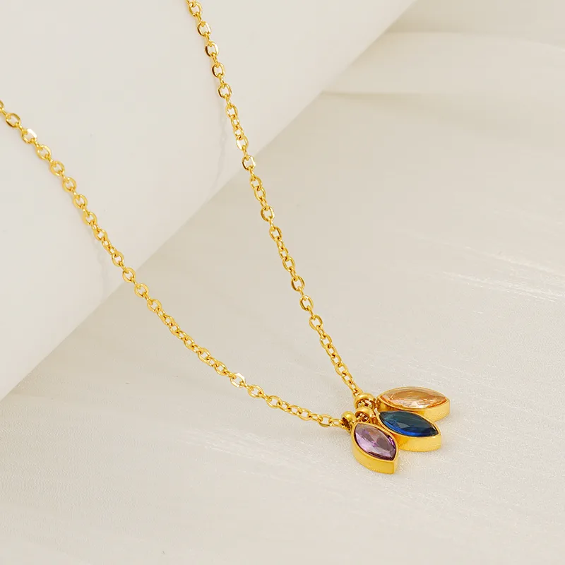 Cute Horse Eye 304 Stainless Steel Zircon 18K Gold Plated Women's Pendant Necklace display picture 4