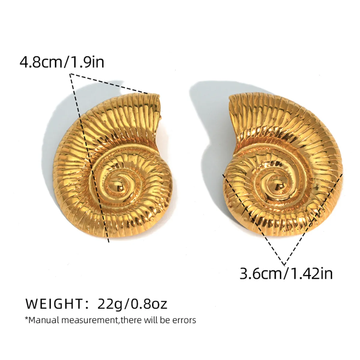 Marine Style Conch 304 Stainless Steel 18K Gold Plated Ear Studs display picture 1