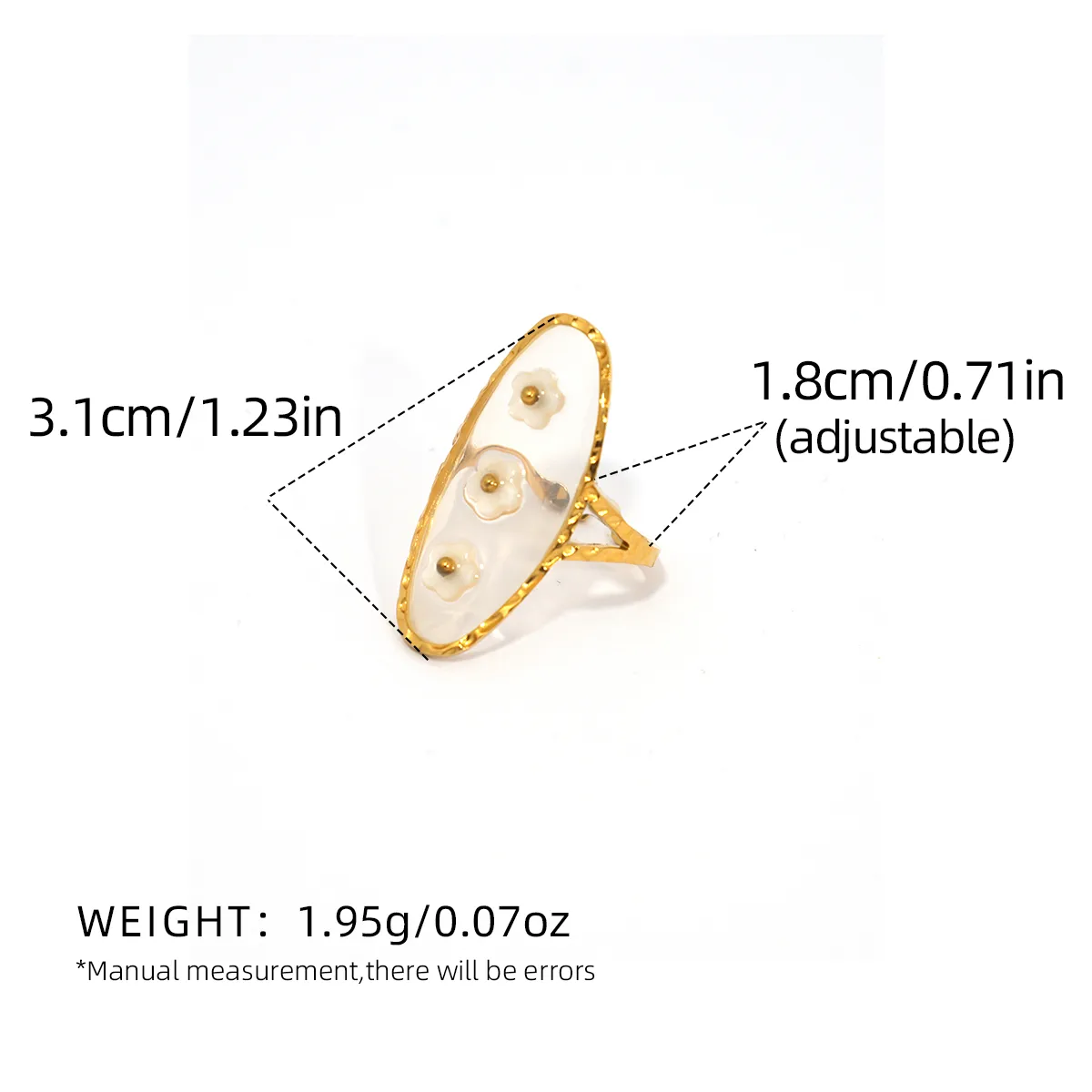 Wholesale Jewelry Cute Pastoral Flower 304 Stainless Steel Shell 18K Gold Plated Flowers Open Rings display picture 2