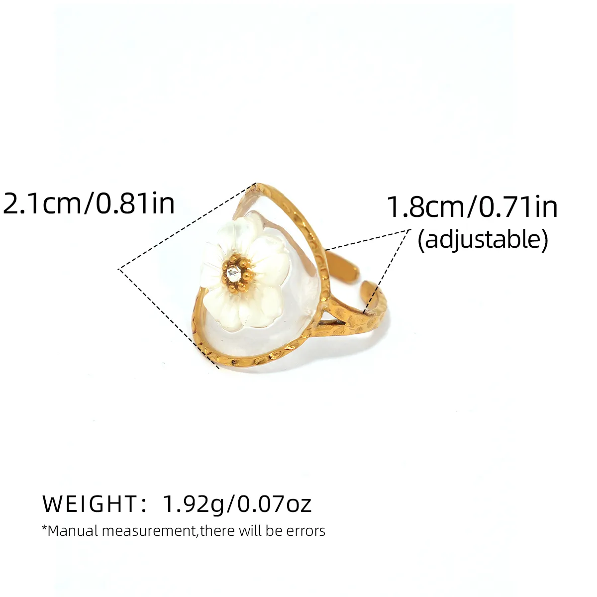 Wholesale Jewelry Cute Pastoral Flower 304 Stainless Steel Shell 18K Gold Plated Flowers Open Rings display picture 1