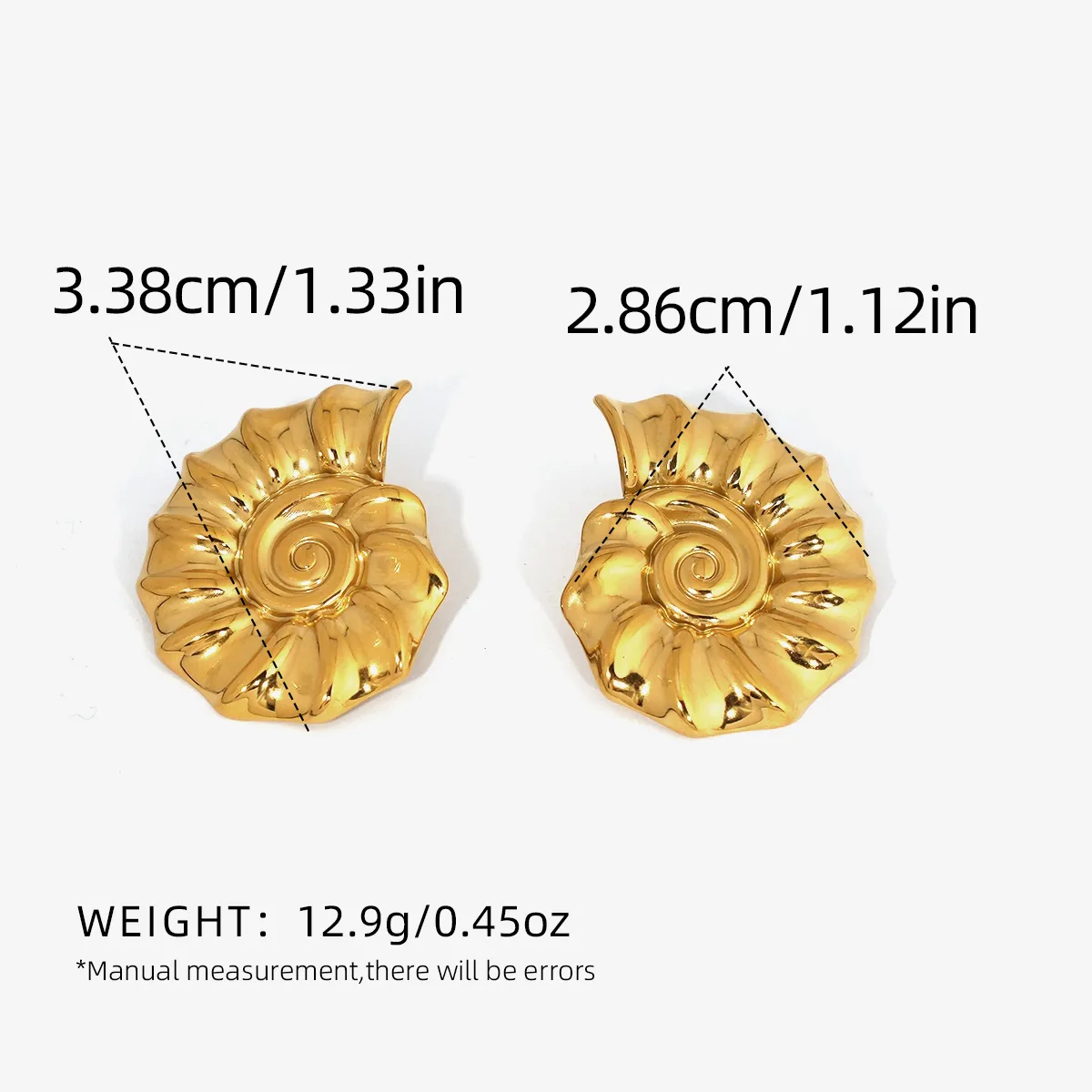 1 Pair Vacation Conch 304 Stainless Steel 18K Gold Plated Ear Studs display picture 1
