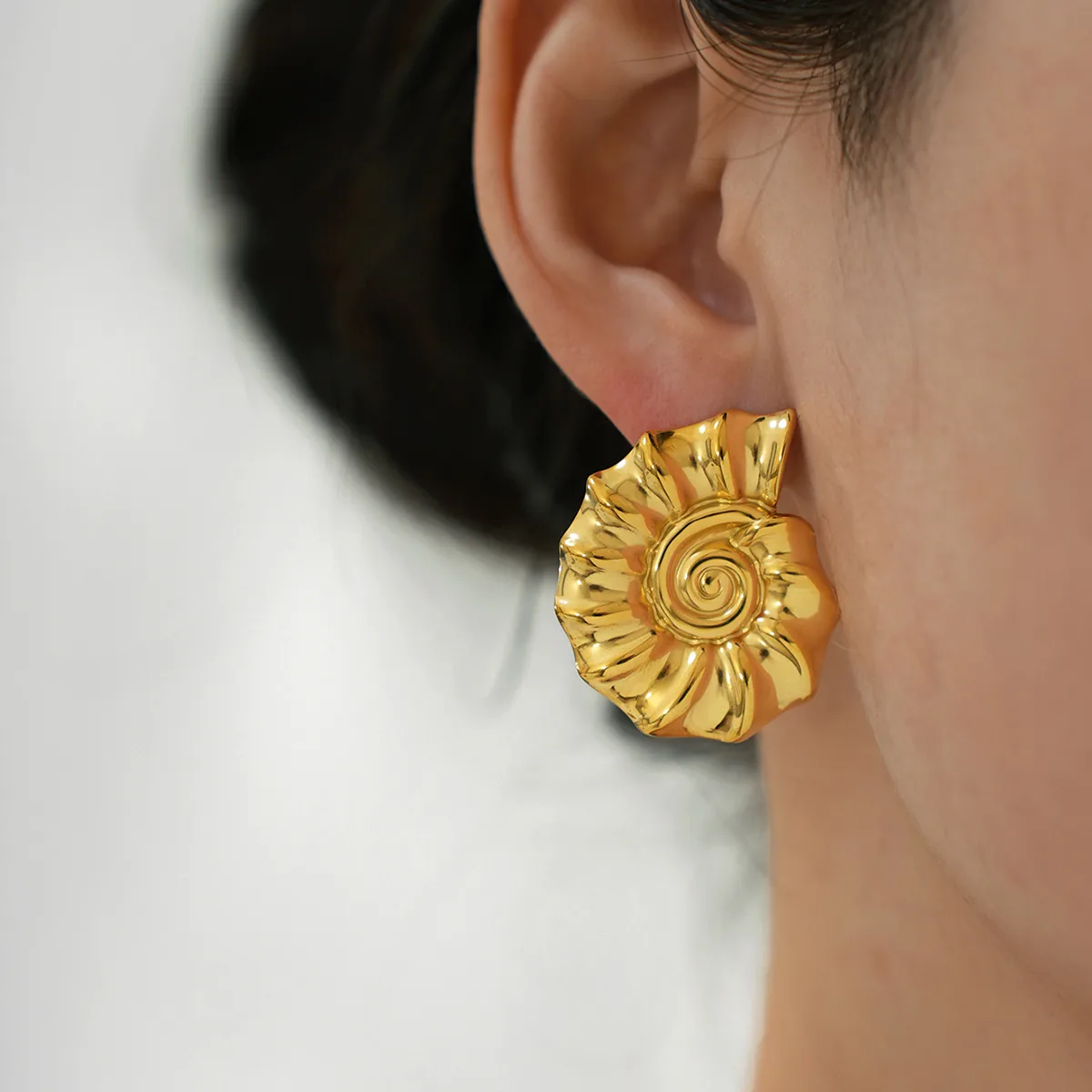 1 Pair Vacation Conch 304 Stainless Steel 18K Gold Plated Ear Studs display picture 4
