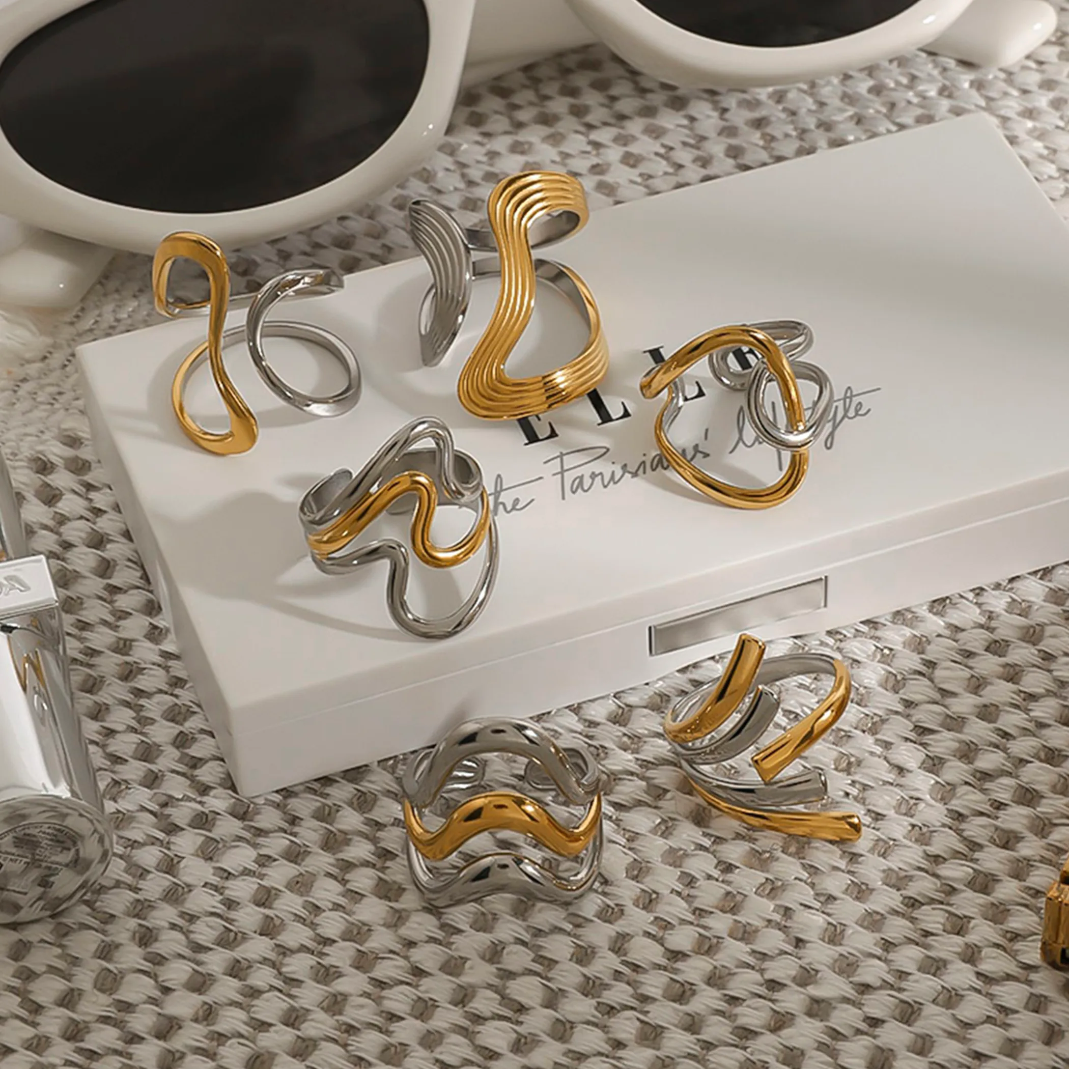 Simple Style Commute Geometric 316 Stainless Steel  Women's Rings display picture 5
