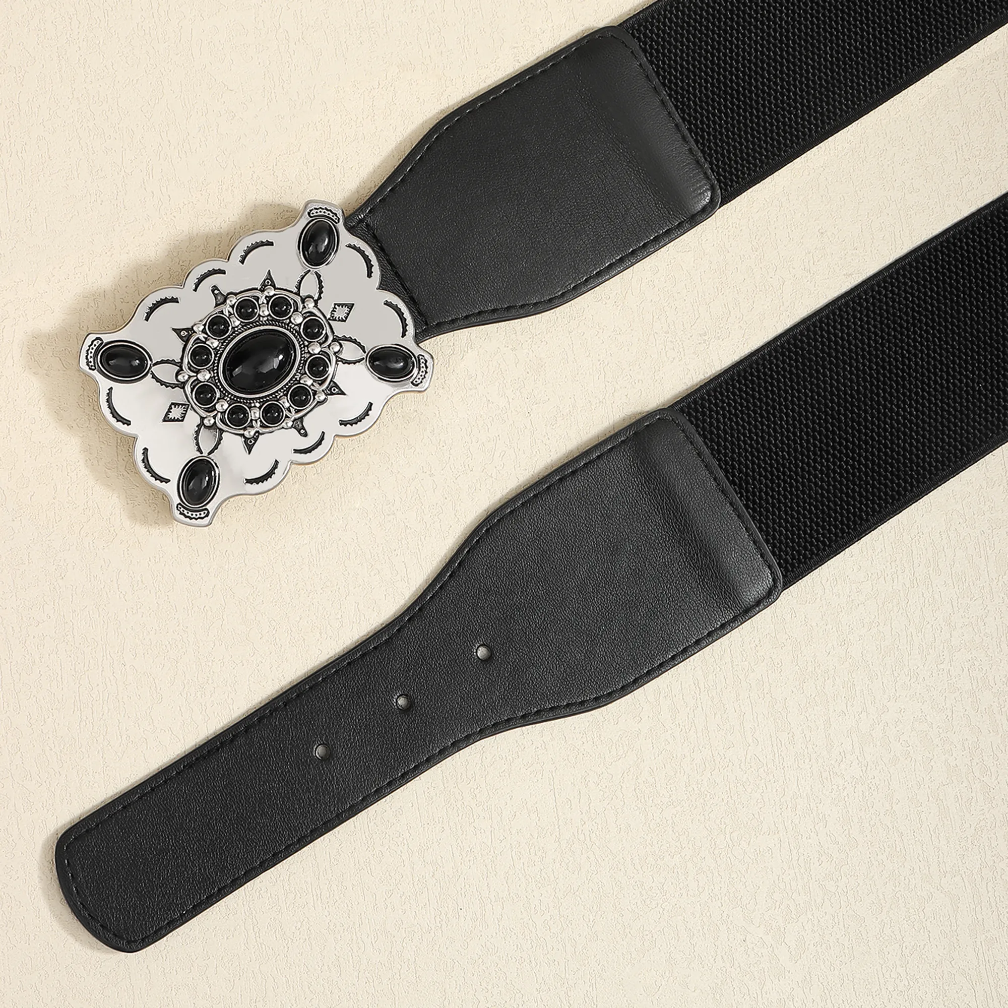 Vintage Style Simple Style Geometric Pu Leather Synthetic Fibre Alloy Buckle Women's display picture 8