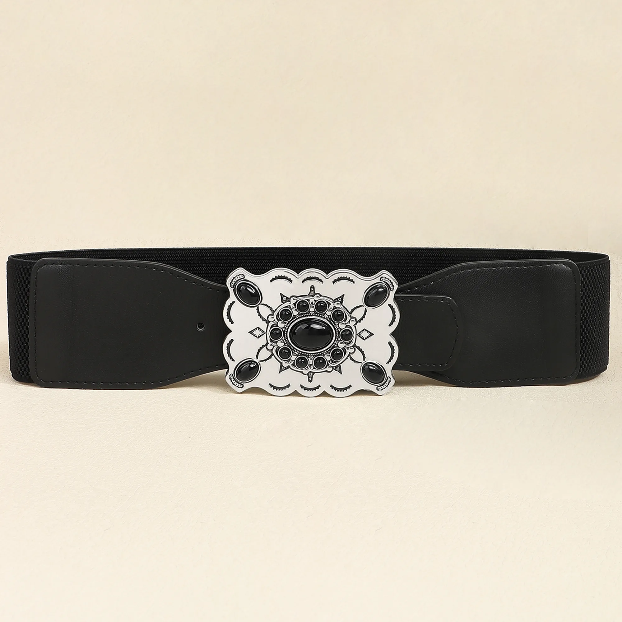 Vintage Style Simple Style Geometric Pu Leather Synthetic Fibre Alloy Buckle Women's display picture 2