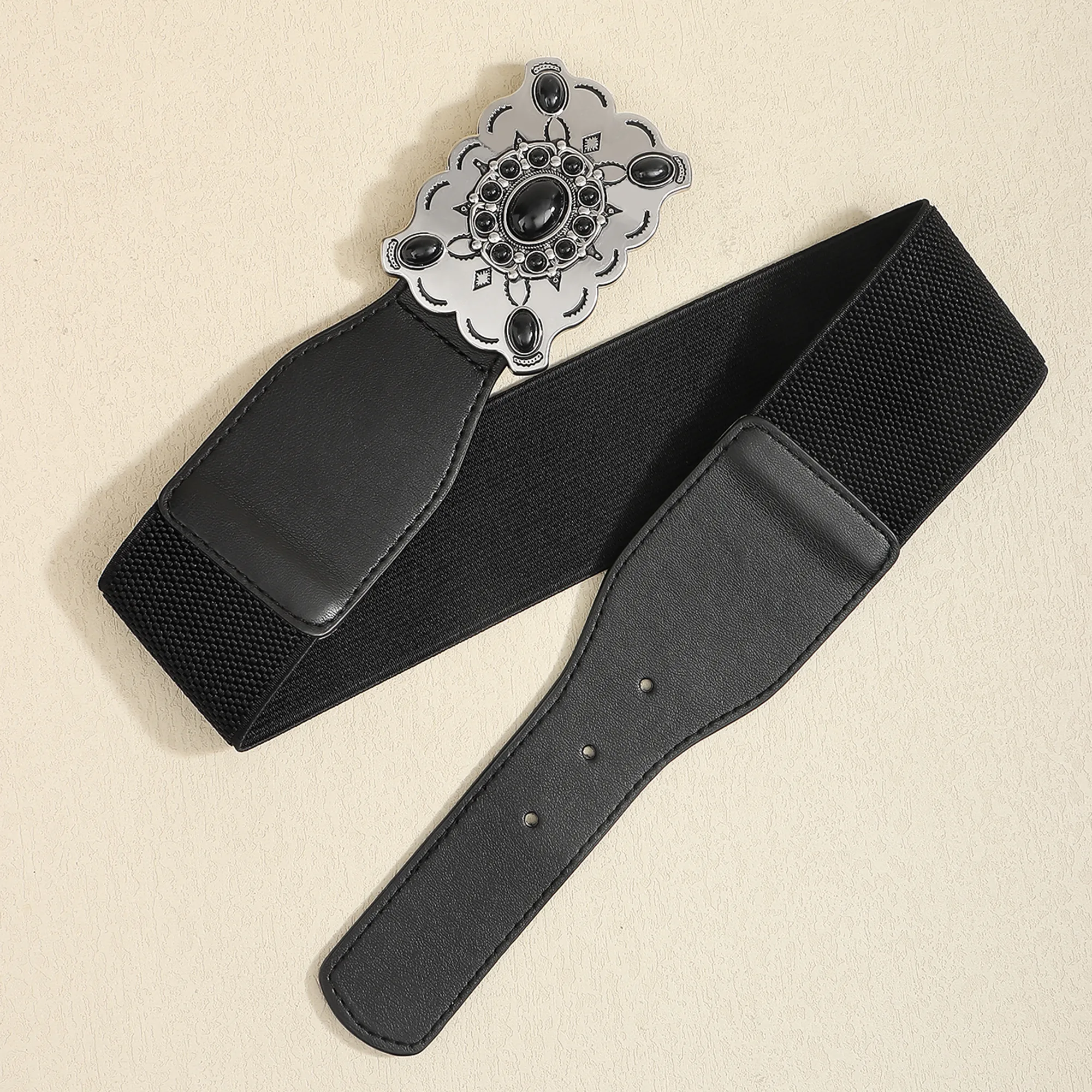 Vintage Style Simple Style Geometric Pu Leather Synthetic Fibre Alloy Buckle Women's display picture 5