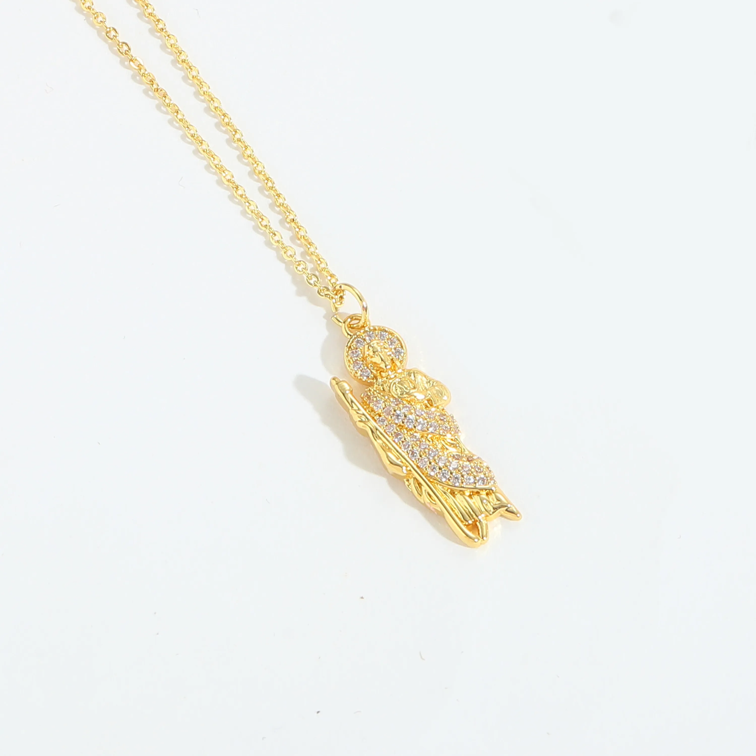 Retro Classic Style Cross Copper Zircon 14K Gold Plated Women's Pendant Necklace display picture 7