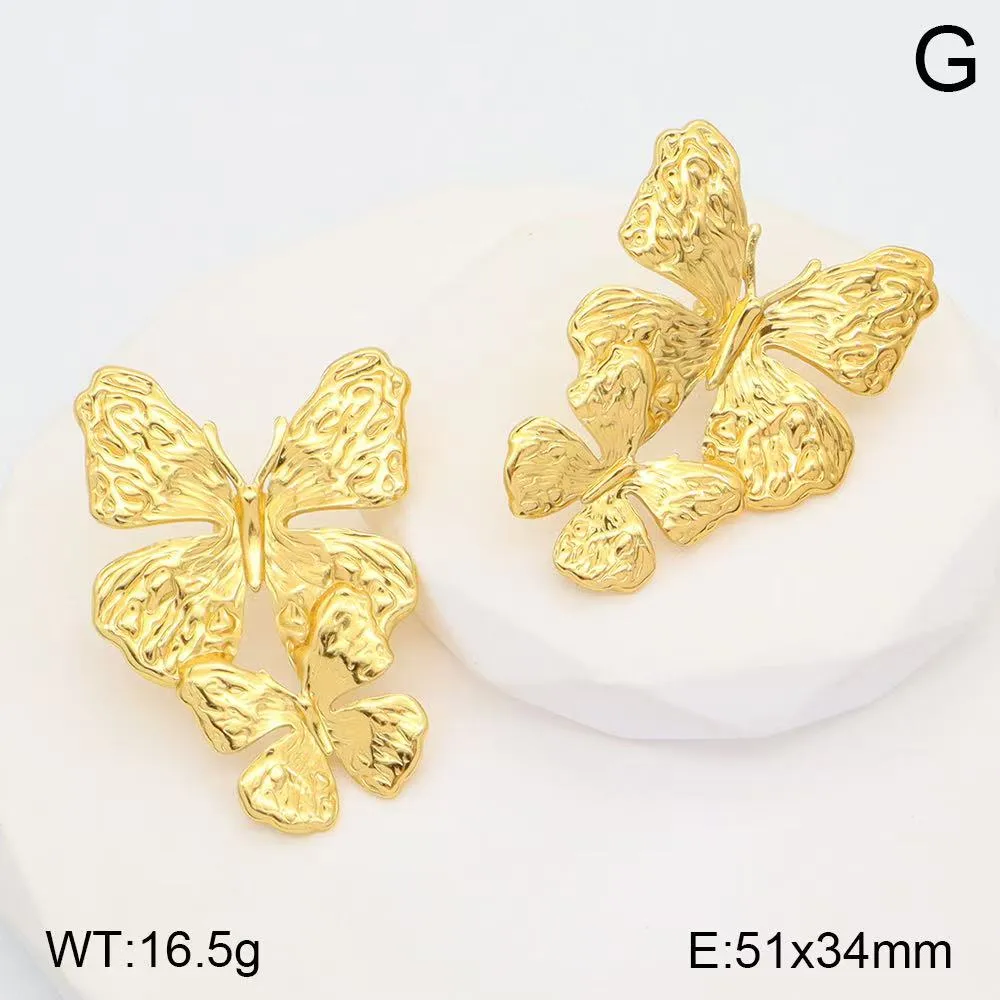 1 Pair Glam Lady Shiny Butterfly Polishing Plating 304 Stainless Steel 18K Gold Plated Drop Earrings Ear Studs display picture 4