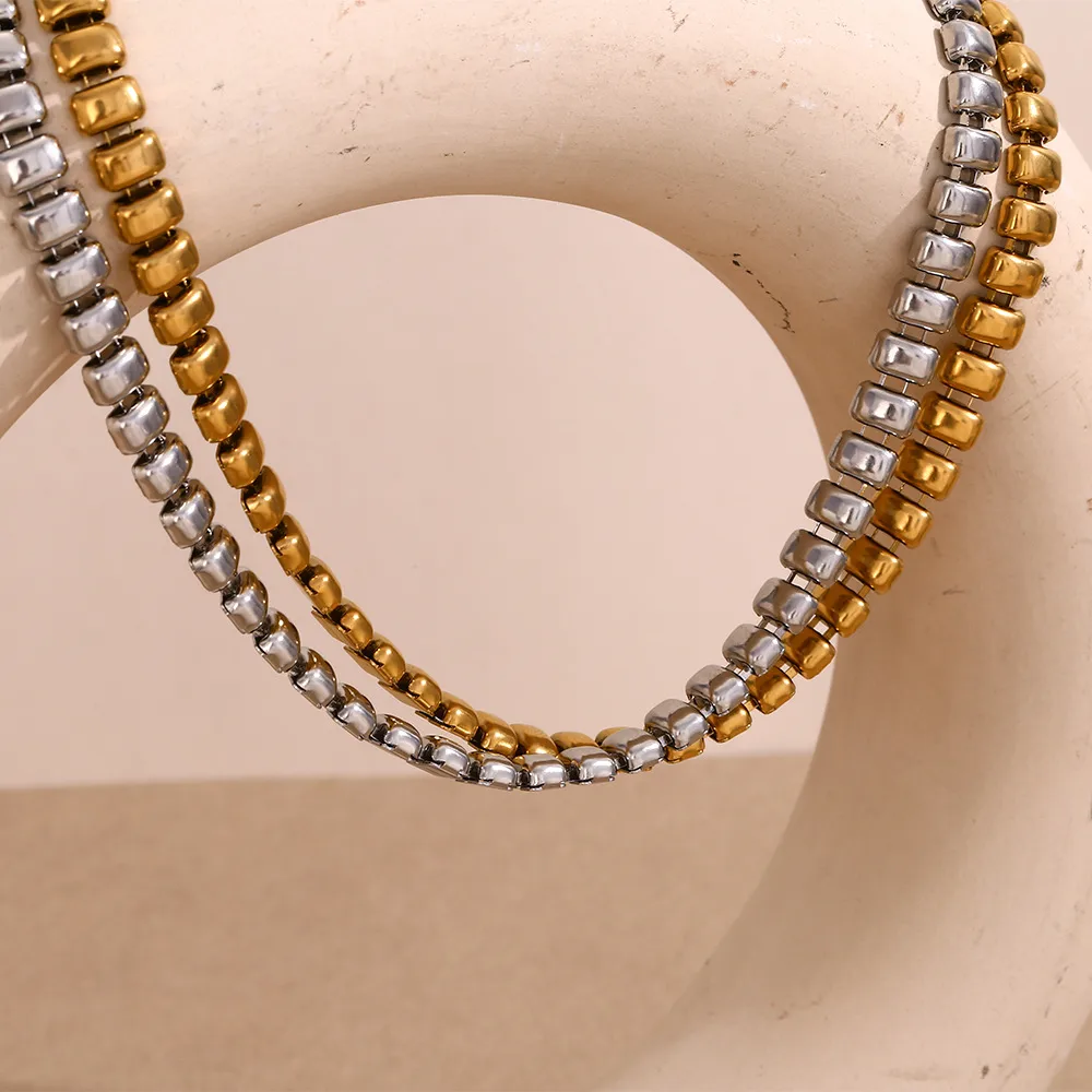 Retro Classic Style Geometric 304 Stainless Steel Plating 18K Gold Plated Women's Bracelets Necklace display picture 1