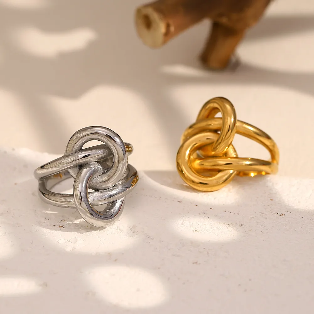 Basic Simple Style Knot 304 Stainless Steel Plating 18K Gold Plated Women's Rings display picture 1