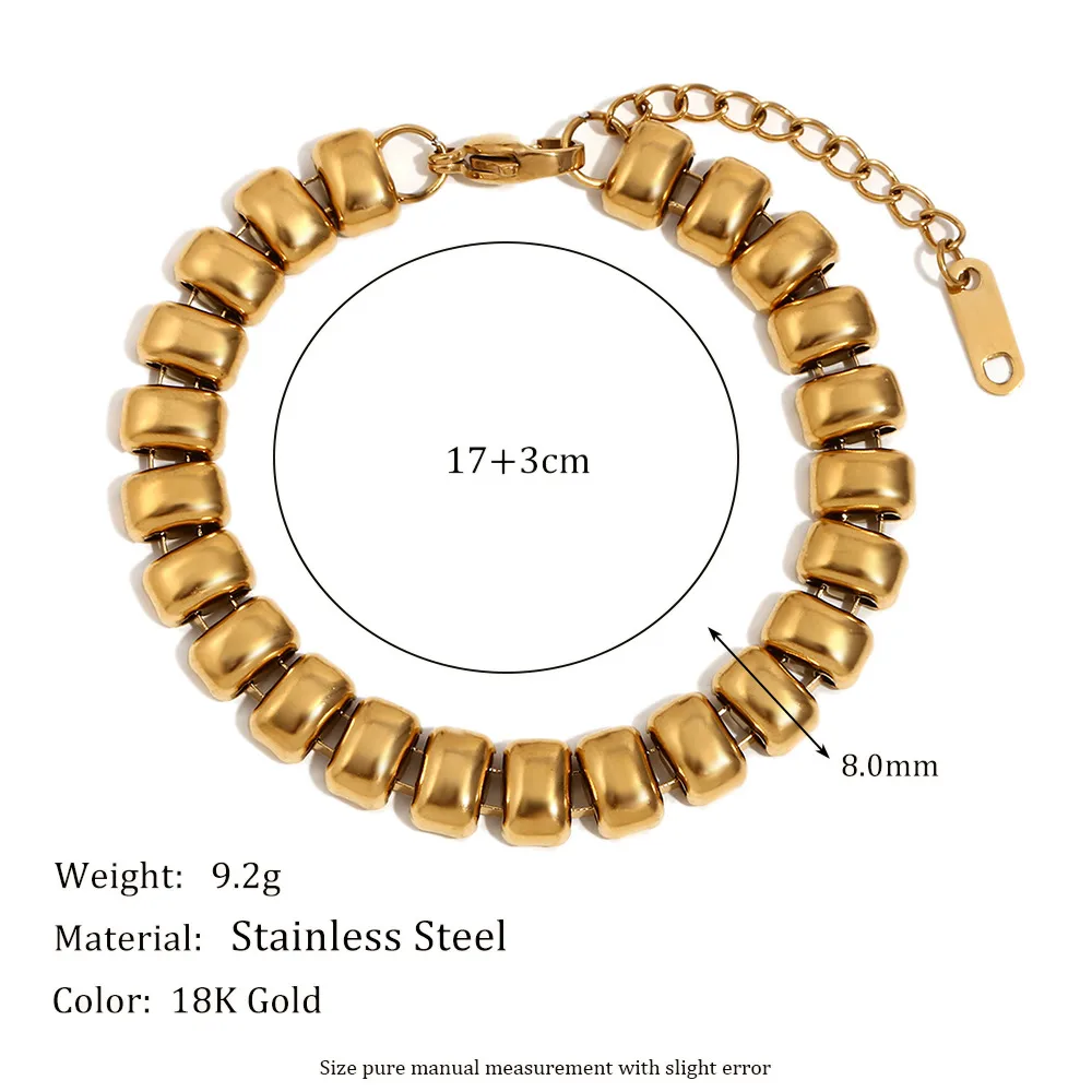 Retro Classic Style Geometric 304 Stainless Steel Plating 18K Gold Plated Women's Bracelets Necklace display picture 2