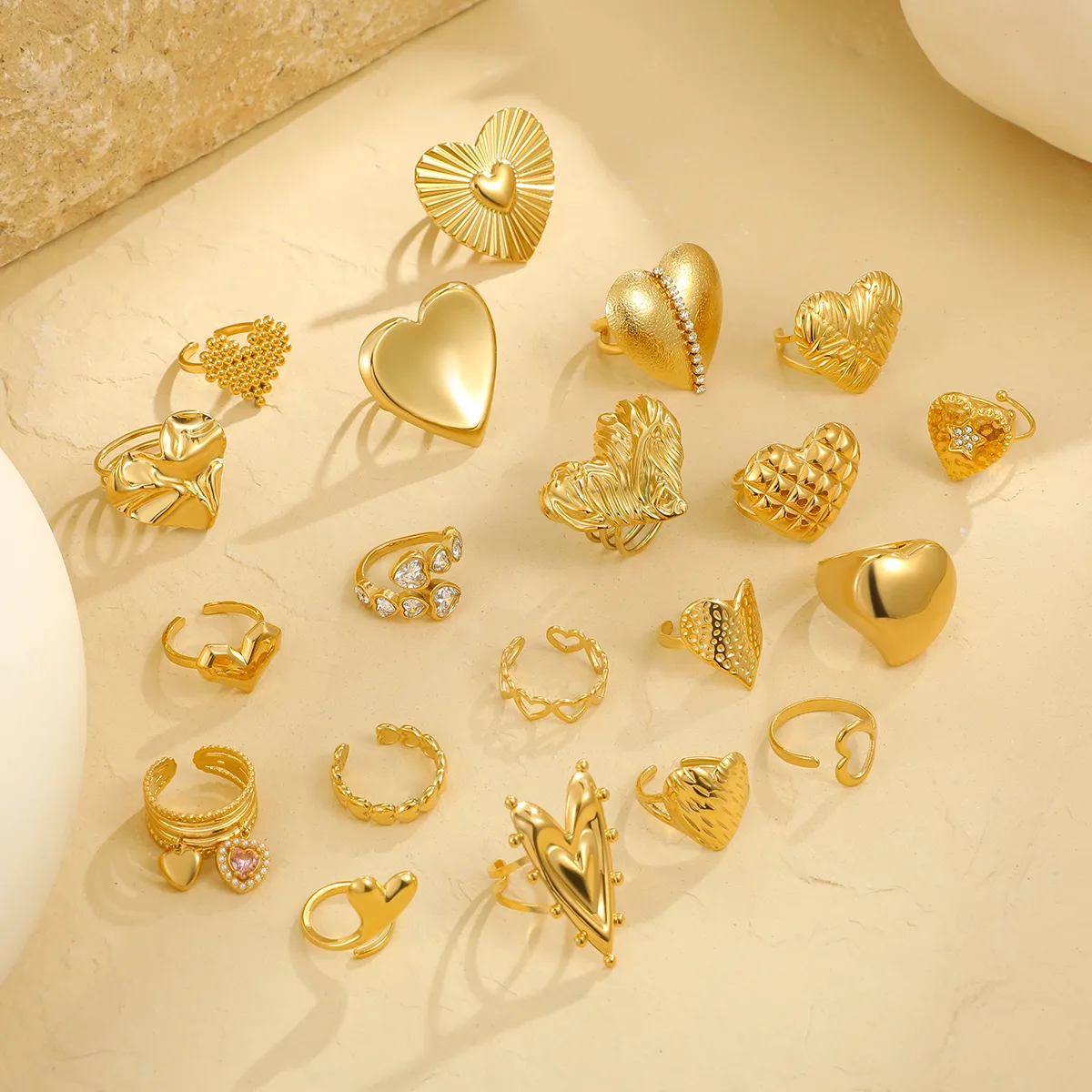 Classic Style Heart Shape 304 Stainless Steel Women's Adjustable Ring Charm Rings Open Rings display picture 1