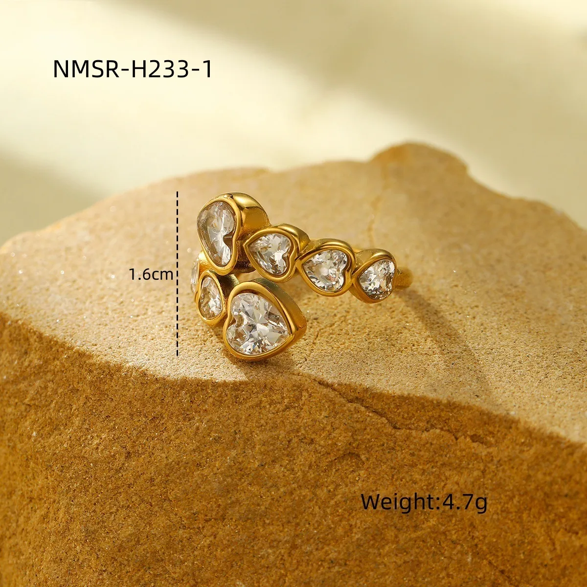 Classic Style Heart Shape 304 Stainless Steel Women's Adjustable Ring Charm Rings Open Rings display picture 25