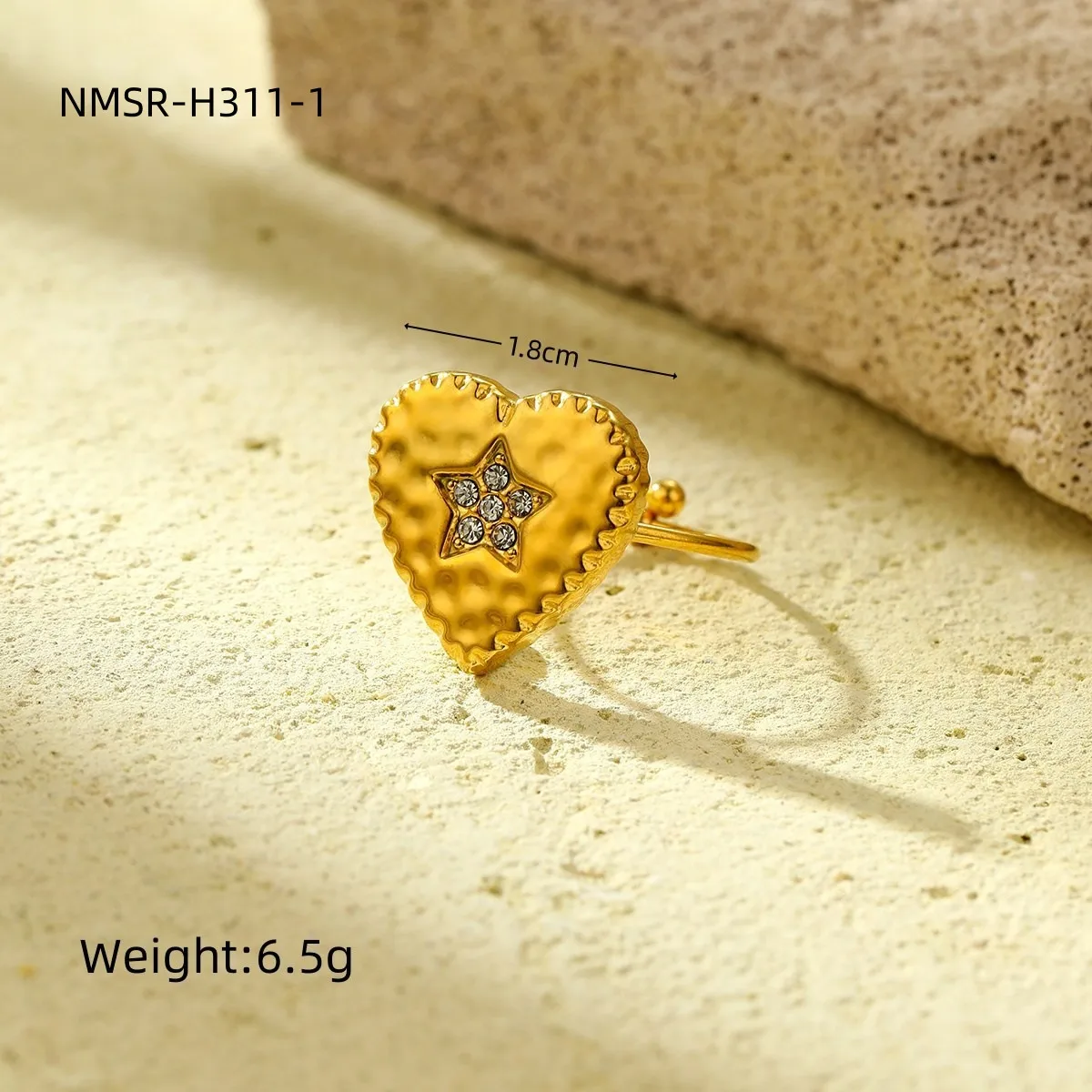 Classic Style Heart Shape 304 Stainless Steel Women's Adjustable Ring Charm Rings Open Rings display picture 18