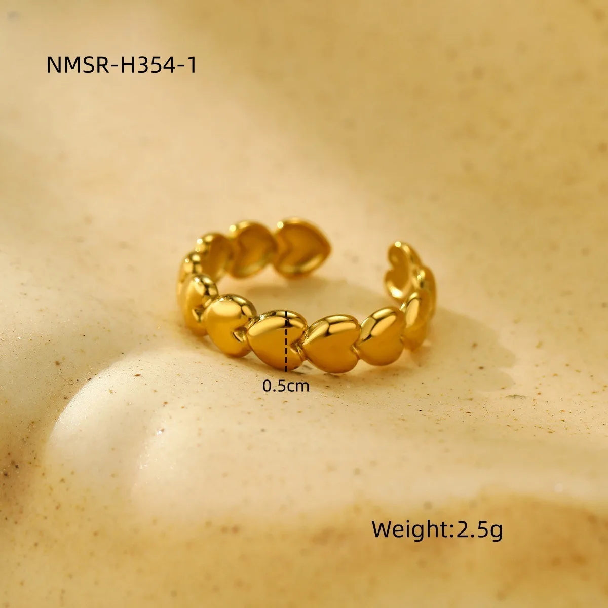 Classic Style Heart Shape 304 Stainless Steel Women's Adjustable Ring Charm Rings Open Rings display picture 14
