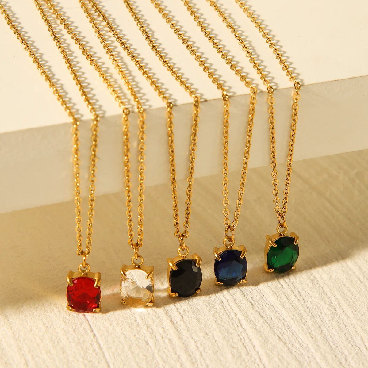 IG Style Simple Style Shiny Quadrilateral 304 Stainless Steel Titanium Steel Zircon 18K Gold Plated Women's Pendant Necklace display picture 3