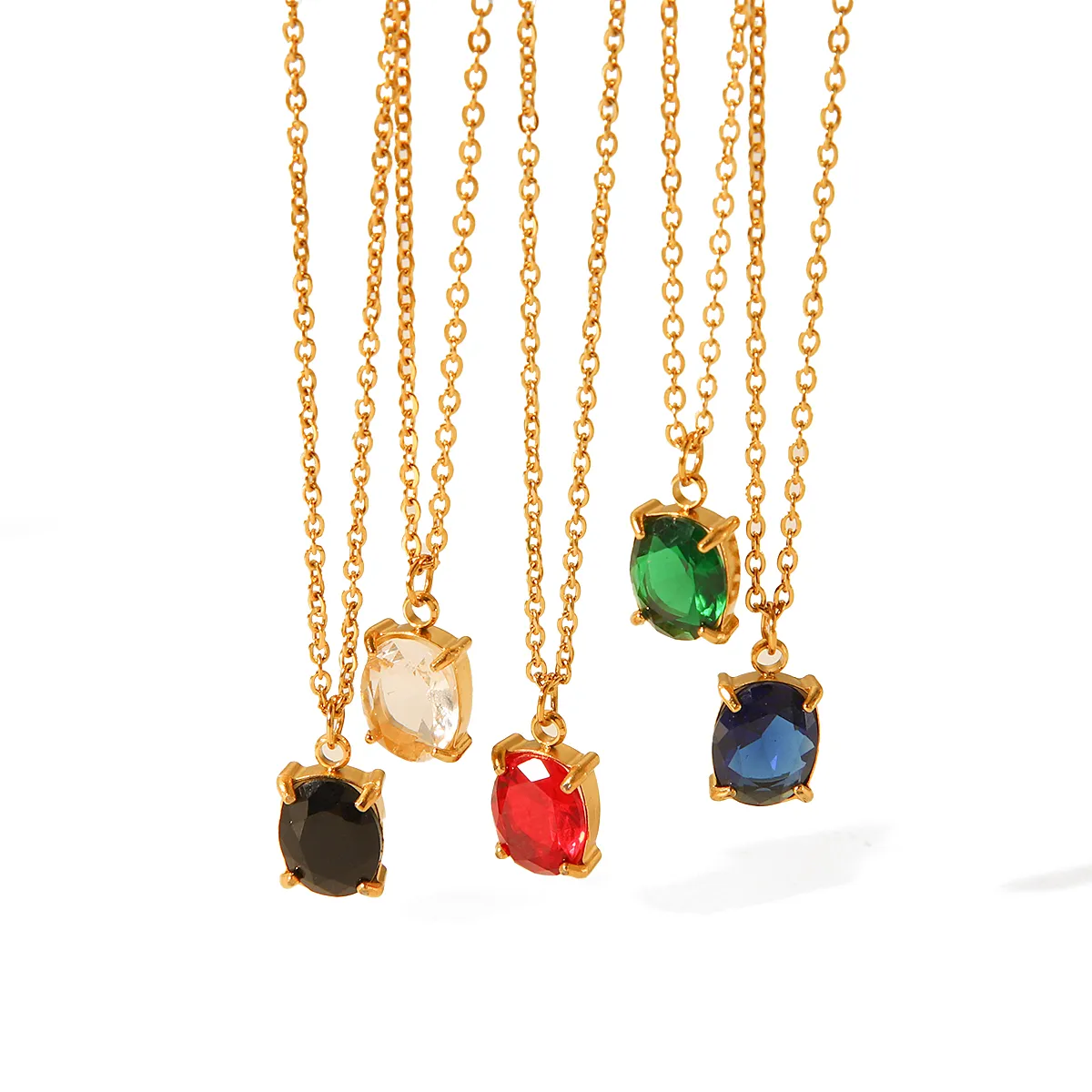 IG Style Simple Style Shiny Quadrilateral 304 Stainless Steel Titanium Steel Zircon 18K Gold Plated Women's Pendant Necklace display picture 5