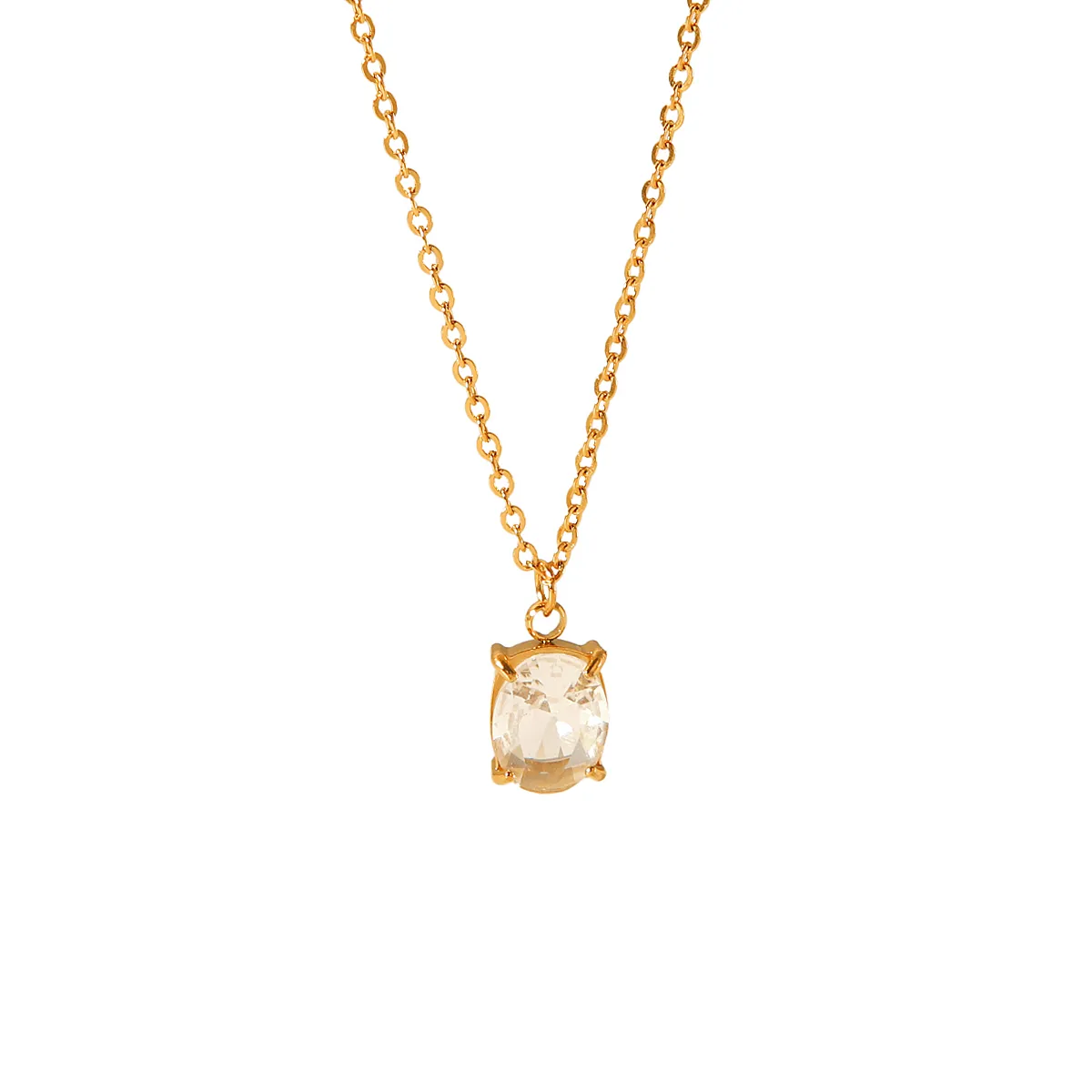 IG Style Simple Style Shiny Quadrilateral 304 Stainless Steel Titanium Steel Zircon 18K Gold Plated Women's Pendant Necklace display picture 6