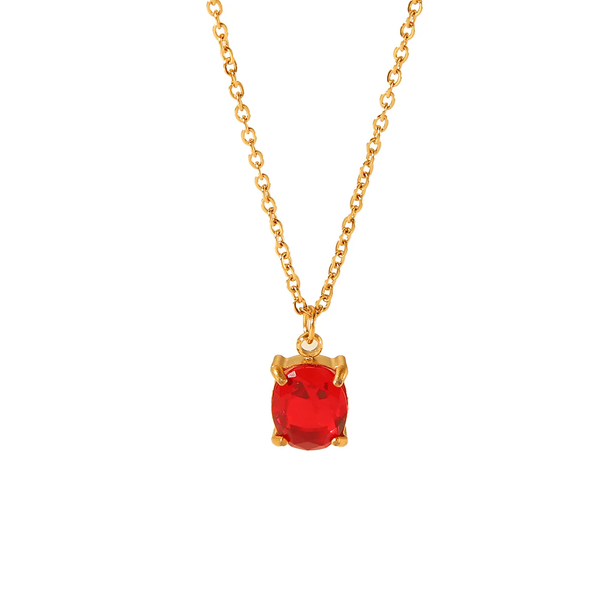 IG Style Simple Style Shiny Quadrilateral 304 Stainless Steel Titanium Steel Zircon 18K Gold Plated Women's Pendant Necklace display picture 7