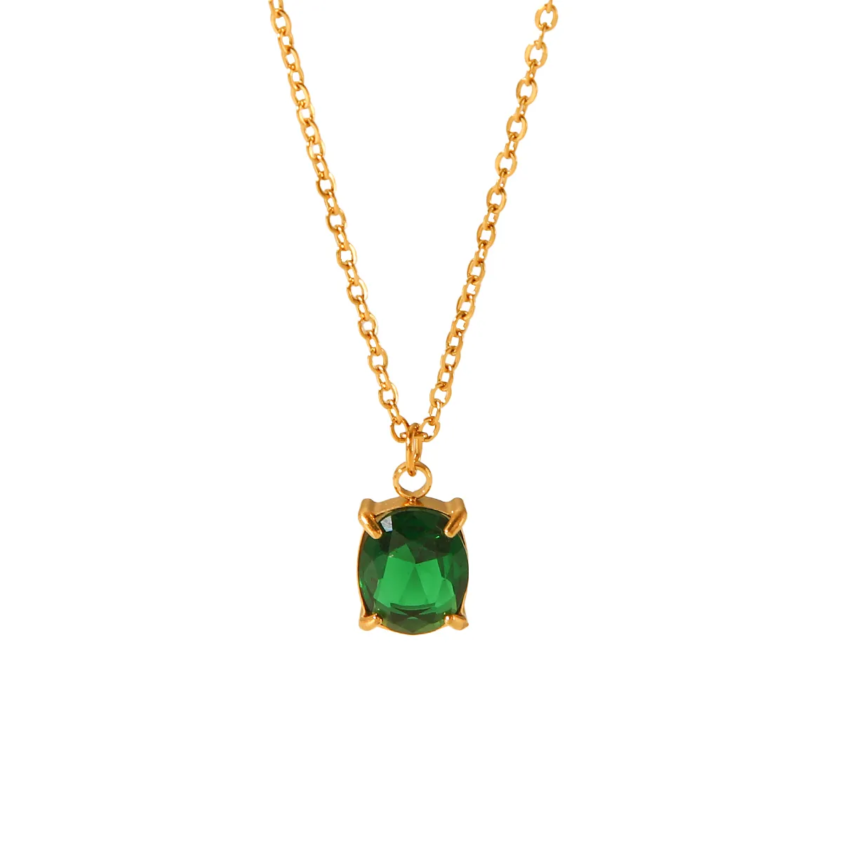 IG Style Simple Style Shiny Quadrilateral 304 Stainless Steel Titanium Steel Zircon 18K Gold Plated Women's Pendant Necklace display picture 8