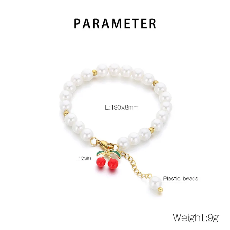 Cute Modern Style Classic Style Cherry Fruit 304 Stainless Steel Beaded 18K Gold Plated Women's Bracelets display picture 1
