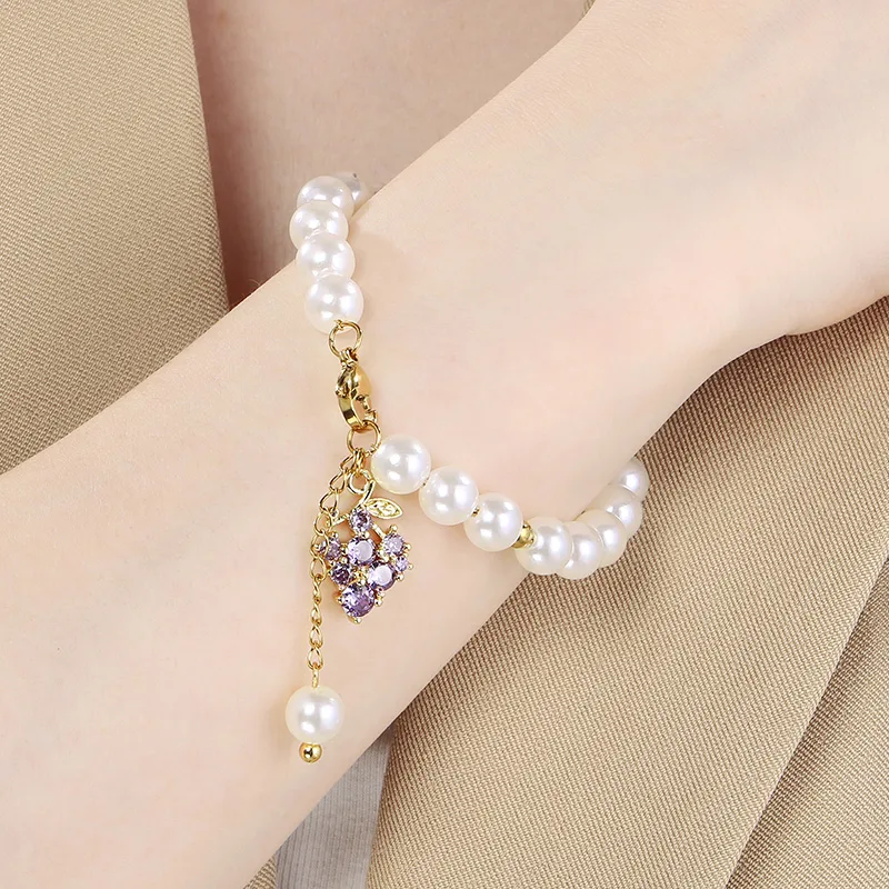 Cute Modern Style Classic Style Cherry Fruit 304 Stainless Steel Beaded 18K Gold Plated Women's Bracelets display picture 8
