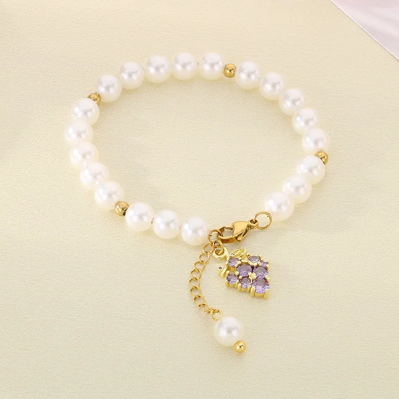 Cute Modern Style Classic Style Cherry Fruit 304 Stainless Steel Beaded 18K Gold Plated Women's Bracelets display picture 12