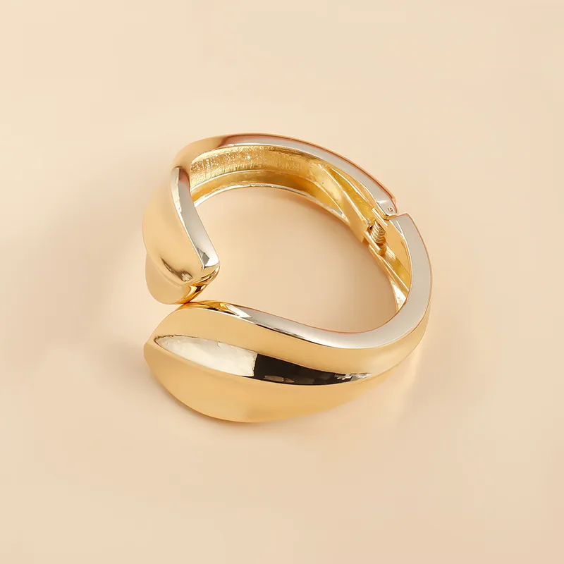 Luxurious Simple Style Leaves Alloy Plating Women's Bangle display picture 1