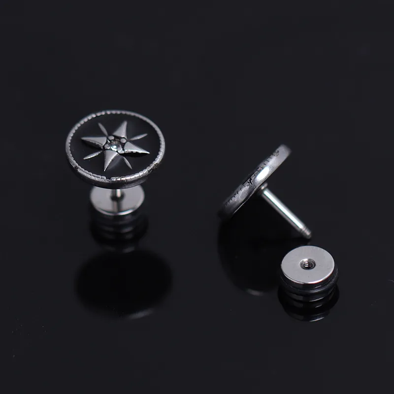 1 Piece Retro Punk Star Plating 304 Stainless Steel Ear Studs display picture 3