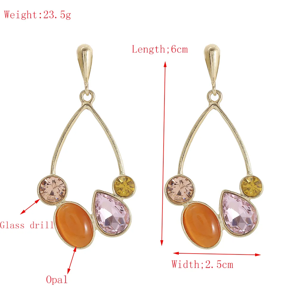 1 Pair Hip-Hop Simple Style Shiny Geometric Alloy Glass Drop Earrings display picture 1