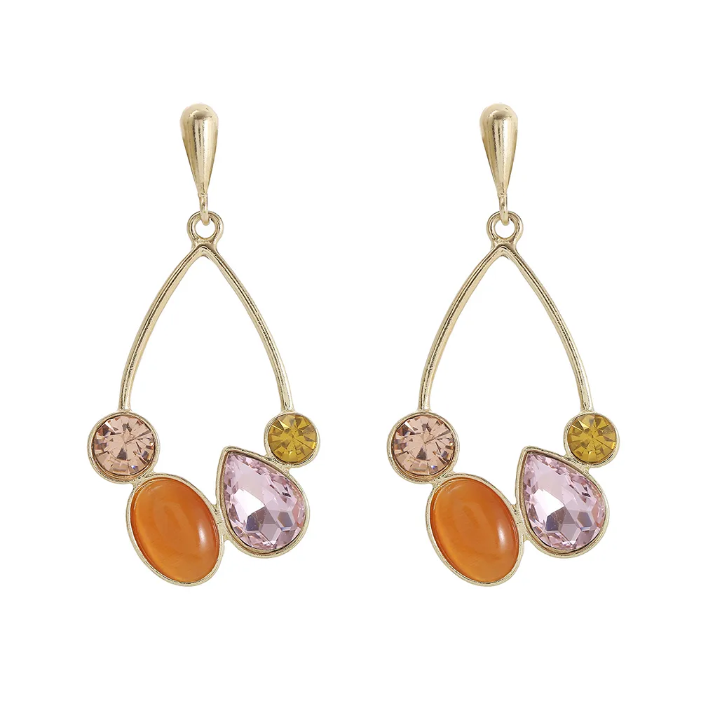 1 Pair Hip-Hop Simple Style Shiny Geometric Alloy Glass Drop Earrings display picture 7