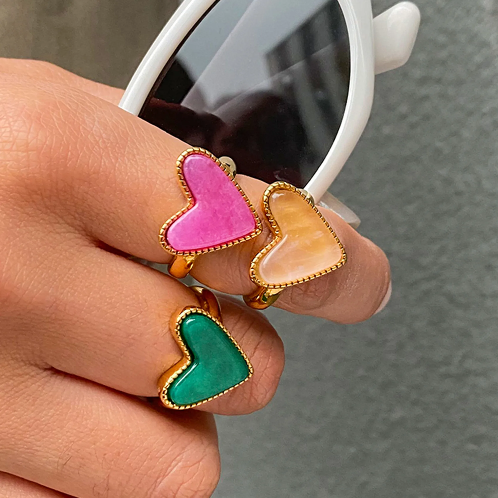 Modern Style Classic Style Heart Shape 316 Stainless Steel  Women's Adjustable Ring display picture 2
