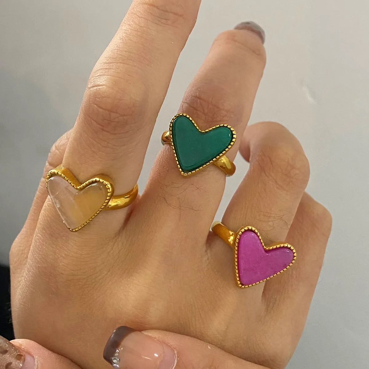 Modern Style Classic Style Heart Shape 316 Stainless Steel  Women's Adjustable Ring display picture 1