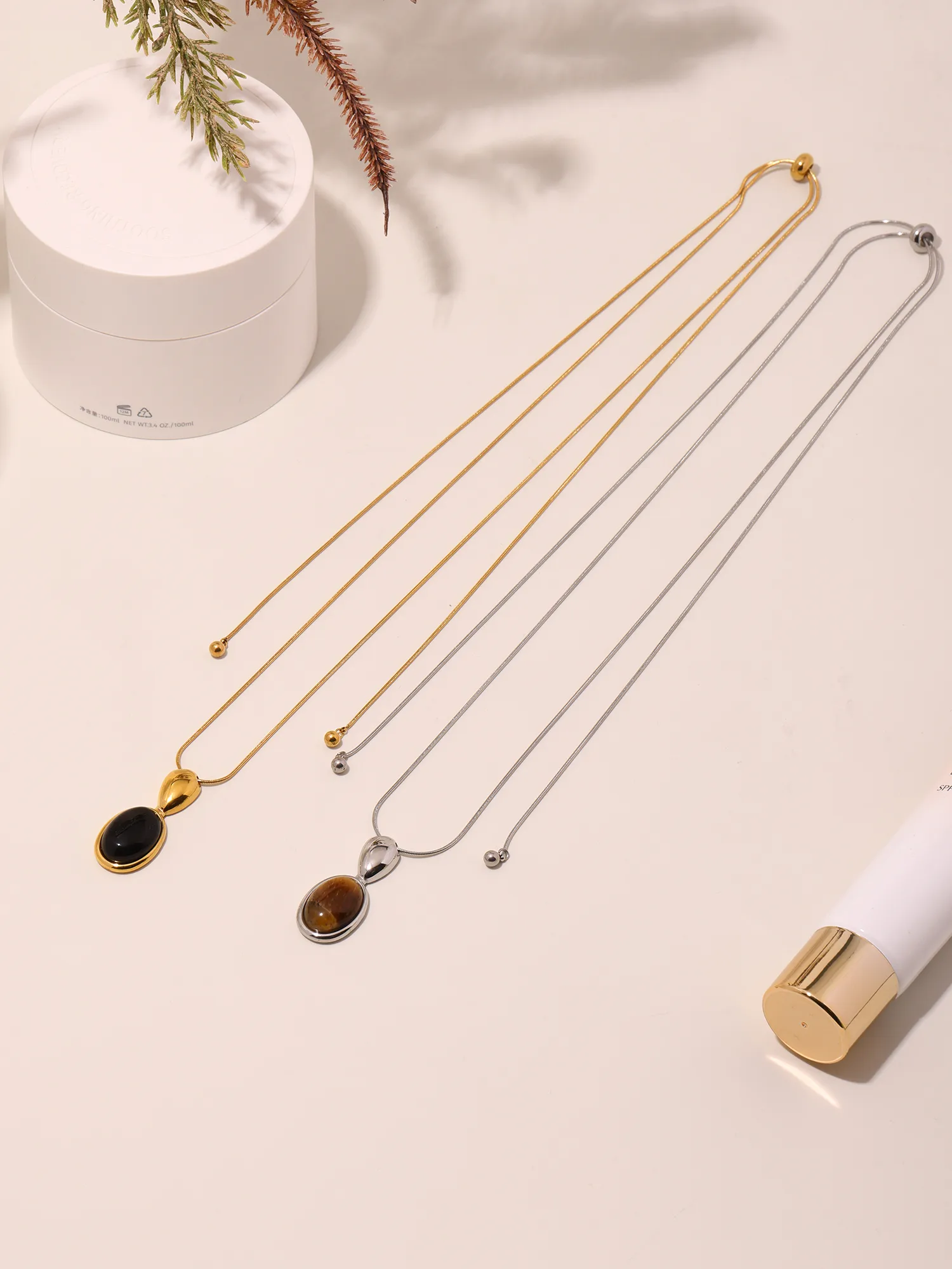 Wholesale Jewelry Vacation Commute Square 304 Stainless Steel Acrylic Agate Plating Inlay Sweater Chain display picture 1