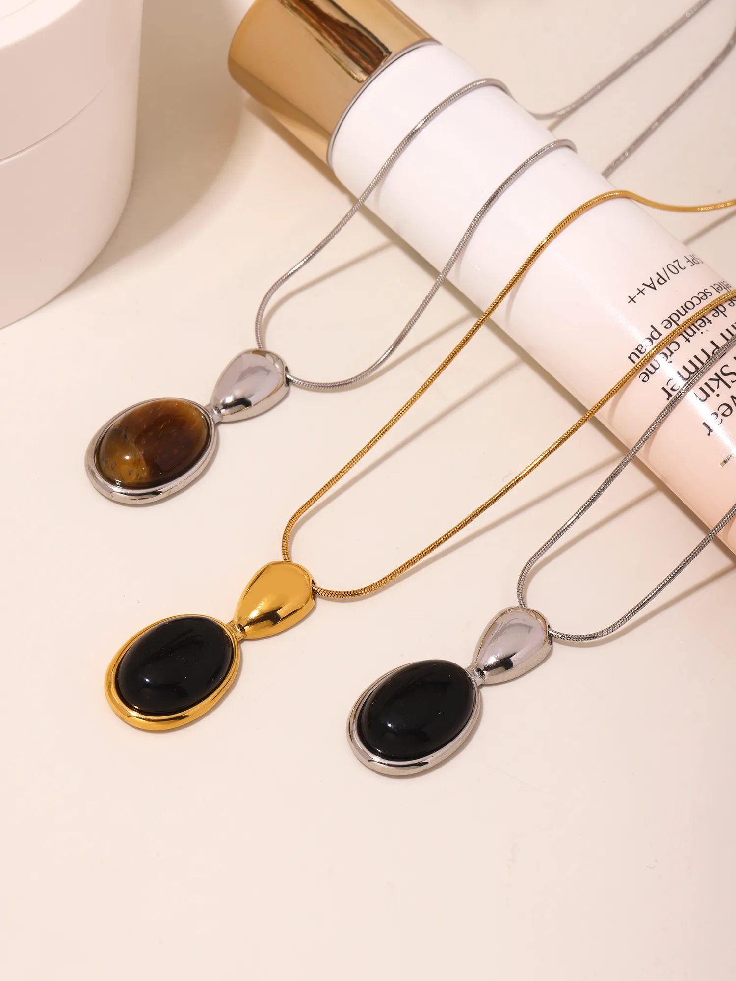 Wholesale Jewelry Vacation Commute Square 304 Stainless Steel Acrylic Agate Plating Inlay Sweater Chain display picture 3