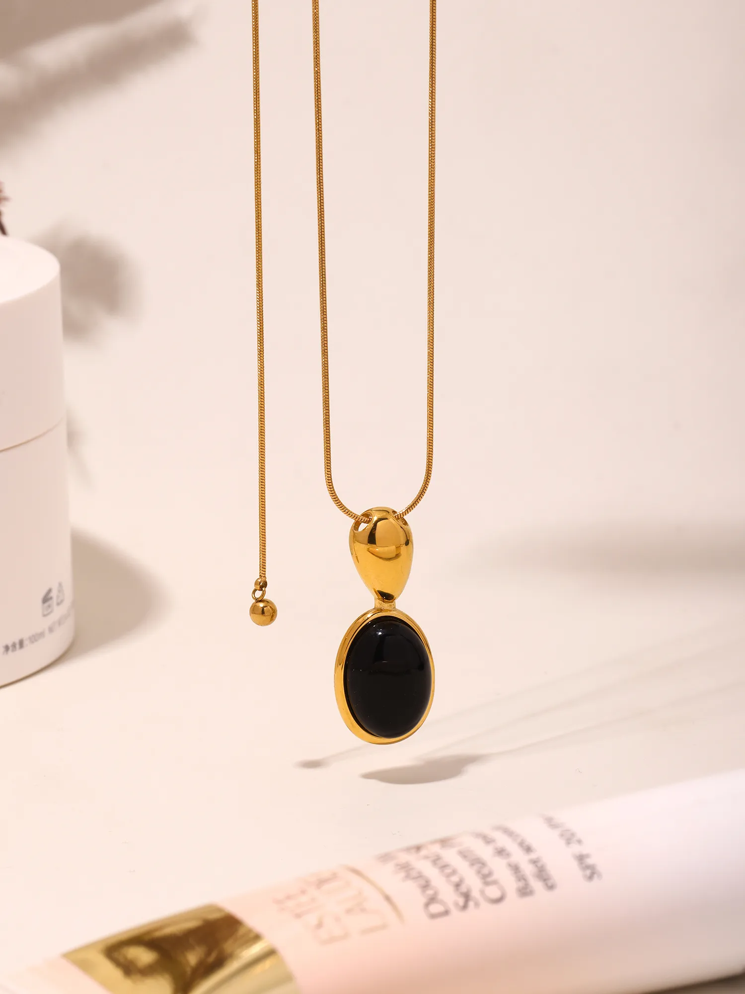 Wholesale Jewelry Vacation Commute Square 304 Stainless Steel Acrylic Agate Plating Inlay Sweater Chain display picture 4