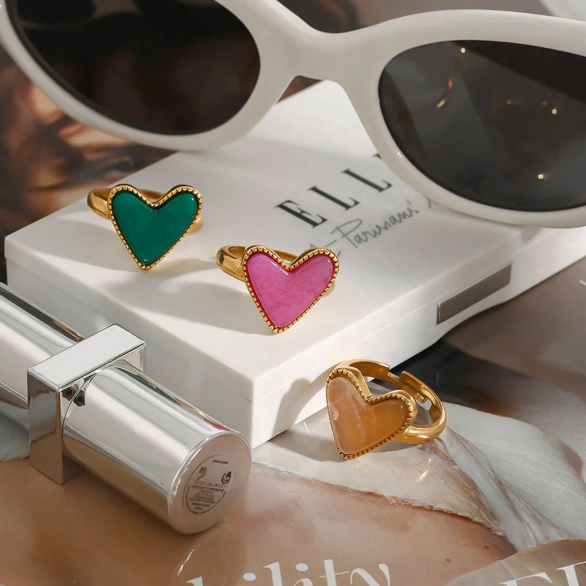 Modern Style Classic Style Heart Shape 316 Stainless Steel  Women's Adjustable Ring display picture 5