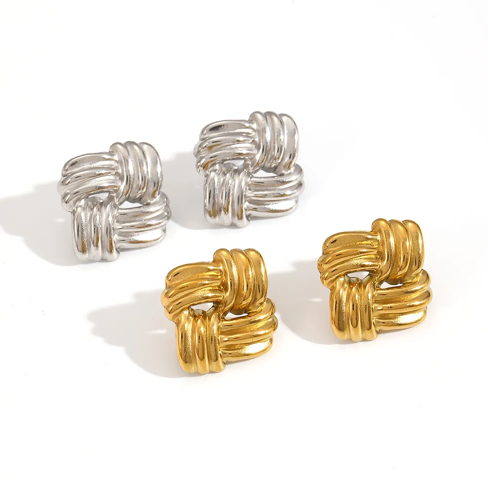 1 Pair Vintage Style Classic Style Geometric Plating 304 Stainless Steel 18K Gold Plated Ear Studs display picture 3